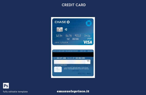 modello di carta di debito visto USA Chase Bank in stile verificato